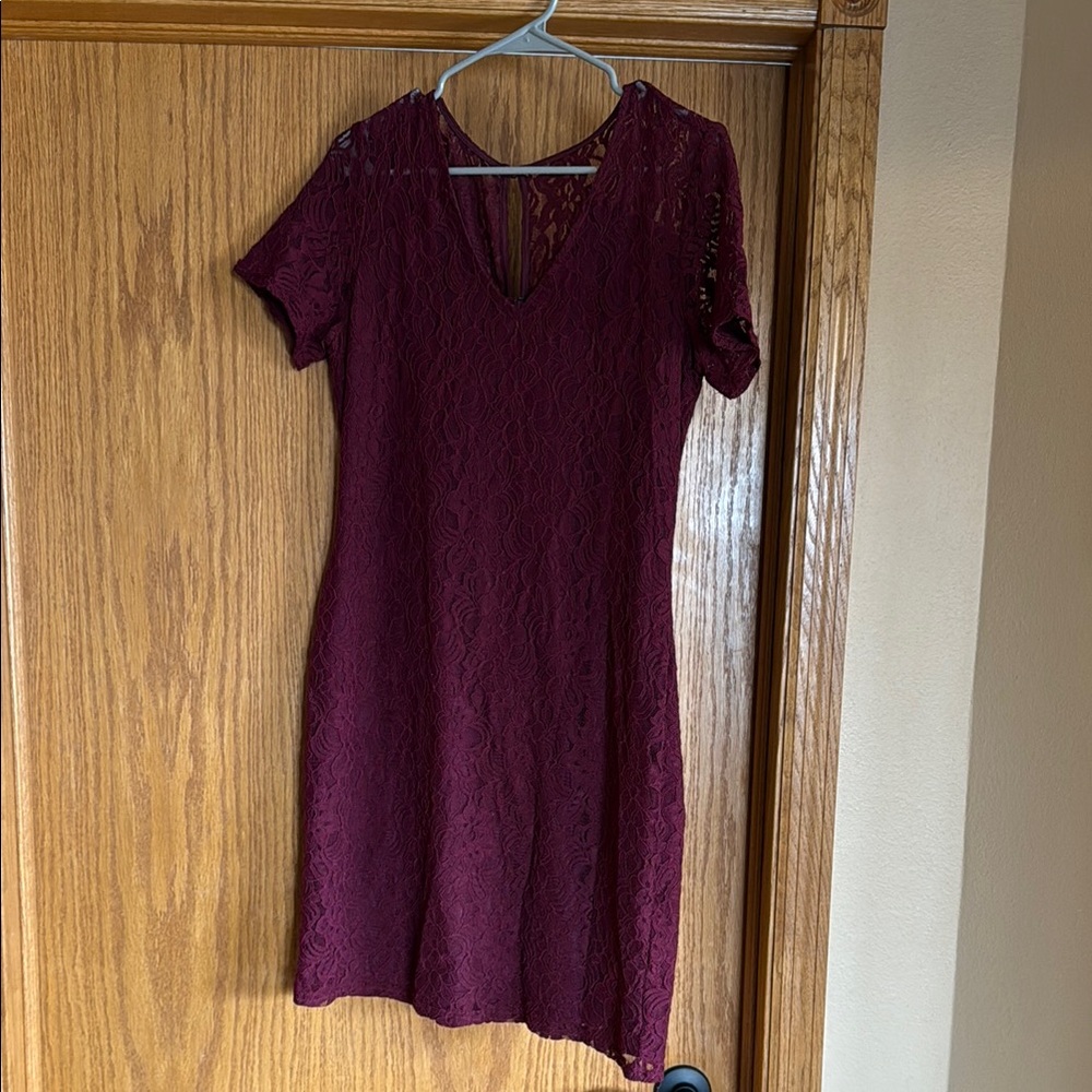 Elegant Burgundy Lace Dress